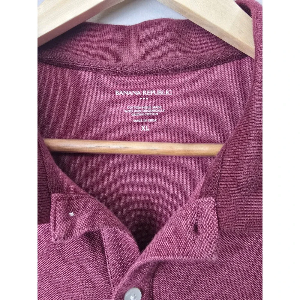 Banana Republic Mens XL Burgundy Organic Cotton Pique Short Sleeve Polo Shirt